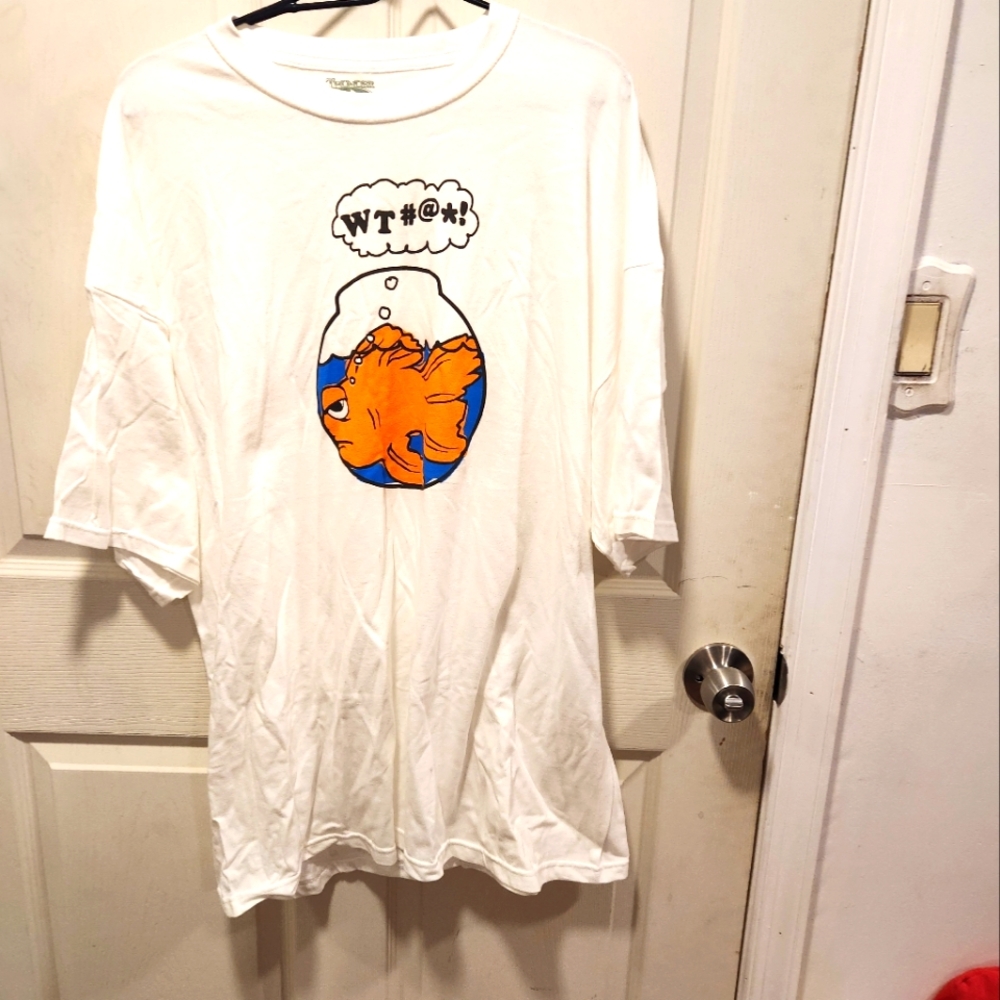 White Graphic T-Shirt with Orange Fish Design